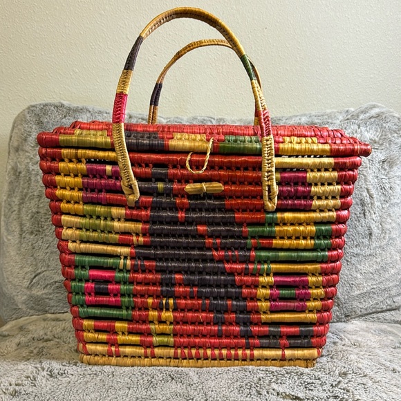 Handbags - Vintage African Woven Tote Bag